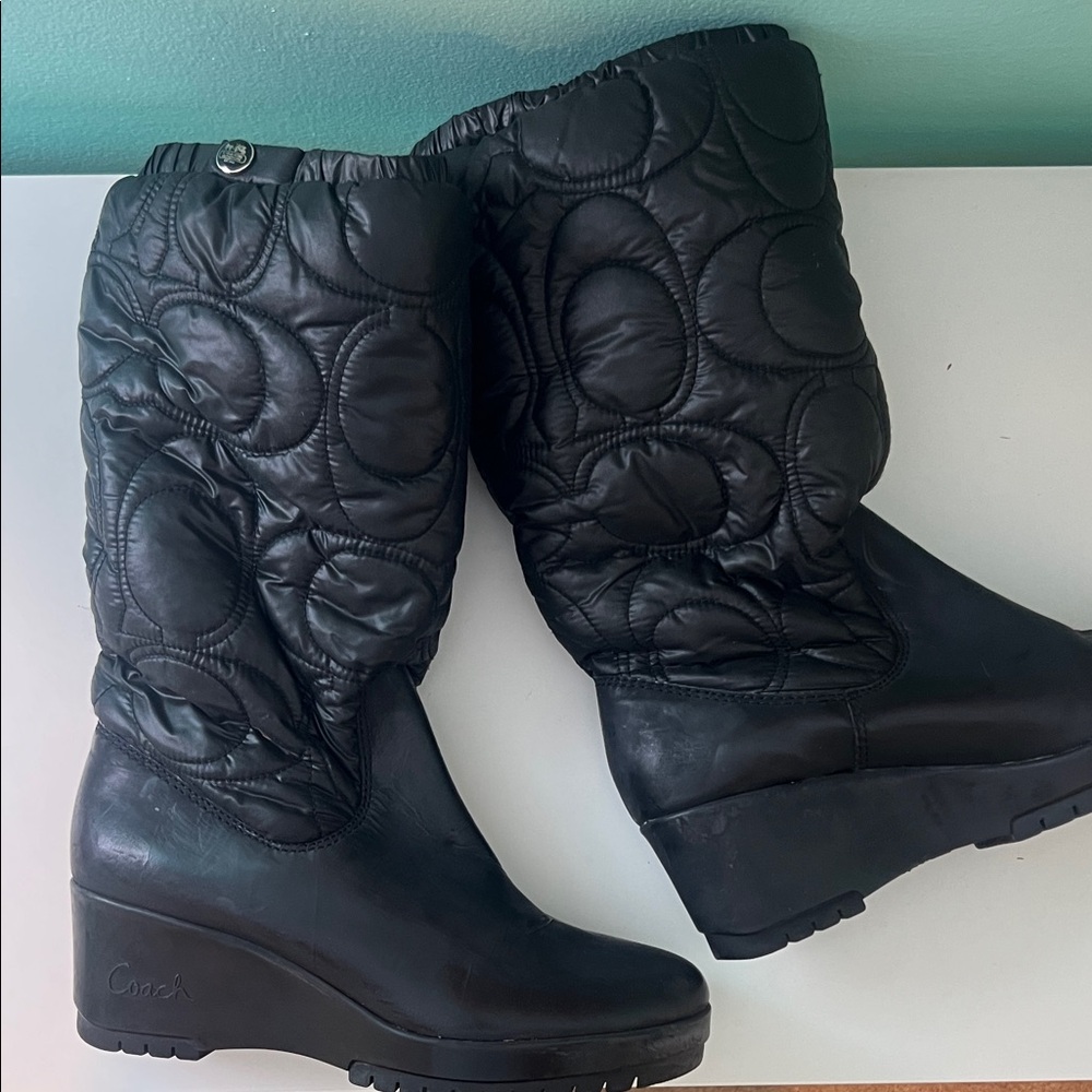 Coach Cantina Signature Quilted Wedge Platform Boot